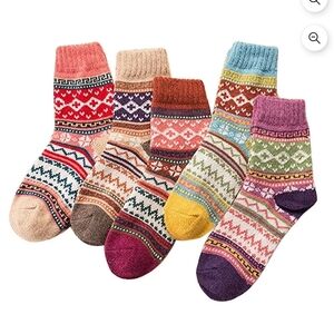 NEW 5 Pairs Wool Winter Cozy Warm Socks